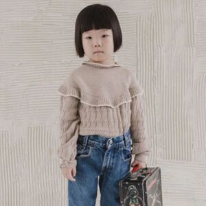 NEW! FIN & VINCE AUTUMN BIB SWEATER / MILK / FLAX Size 18-24 months